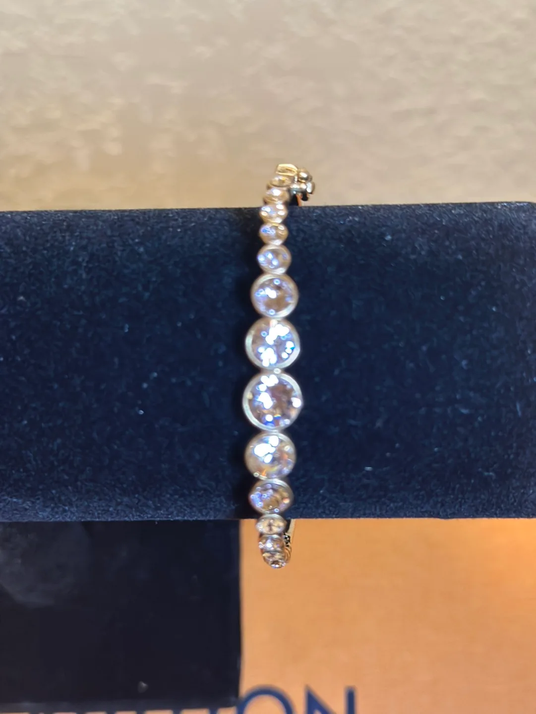 Givenchy Gold Tone Crystal Bangle Bracelet thumbnail