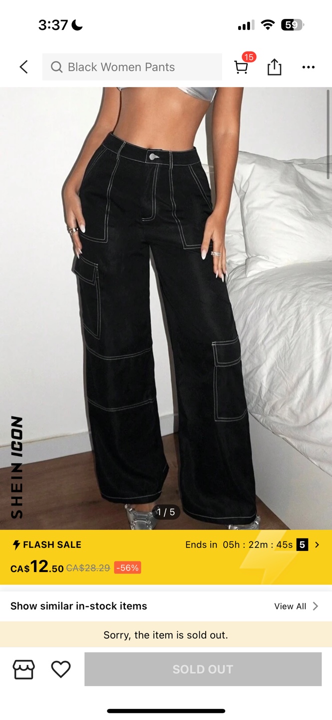 SHEIN Black Cargo Pants