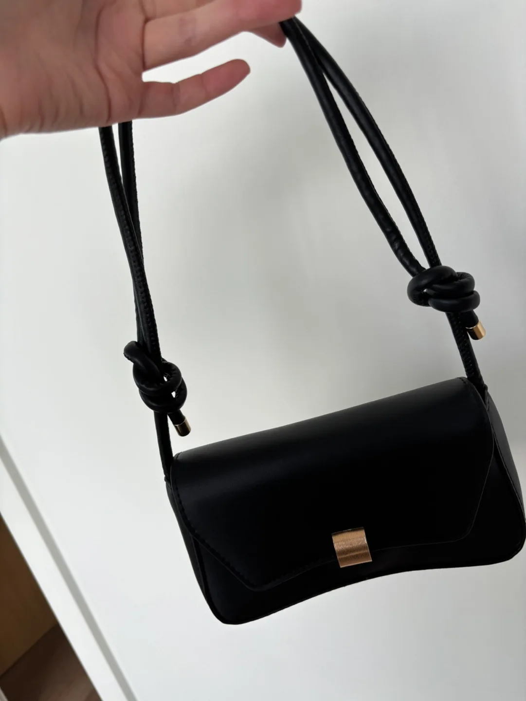 Brand new Black Faux Leather Bag with Knotted Strap image indicator(7)