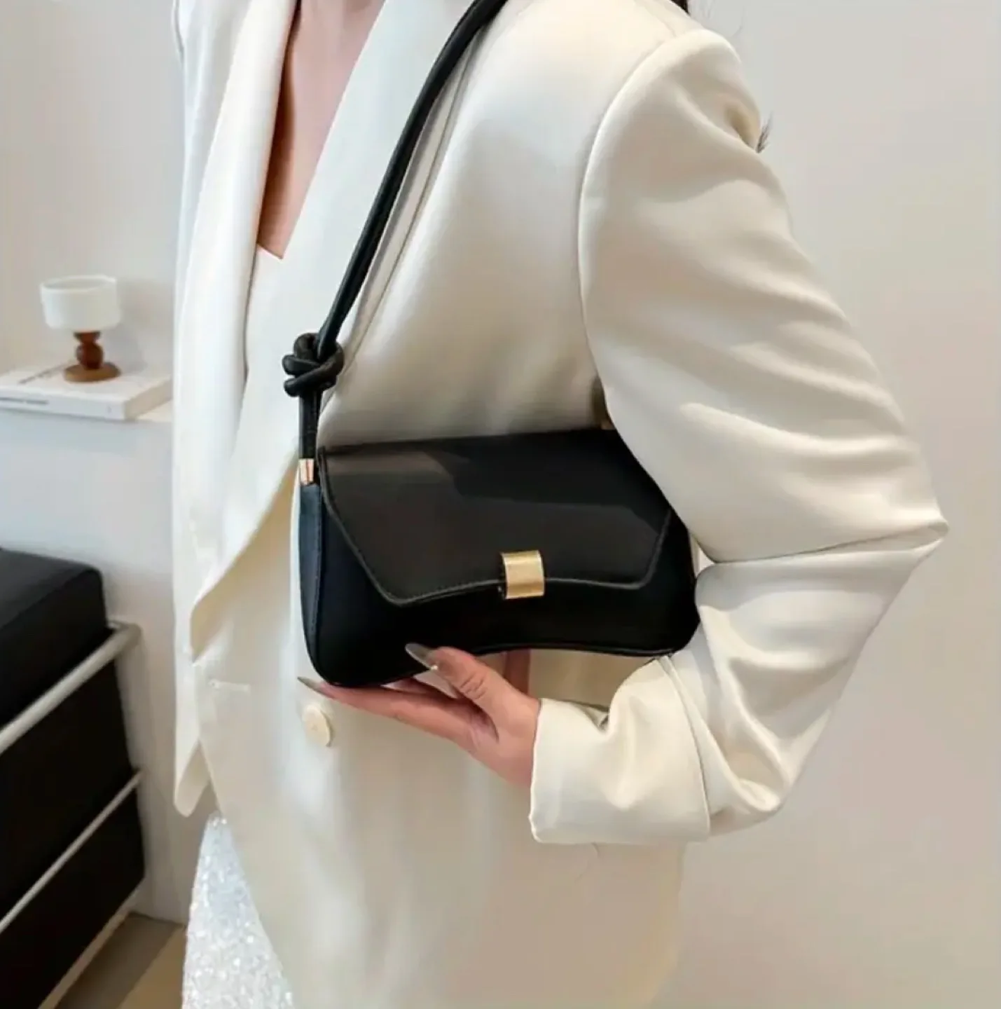 Brand new Black Faux Leather Bag with Knotted Strap image indicator(2)