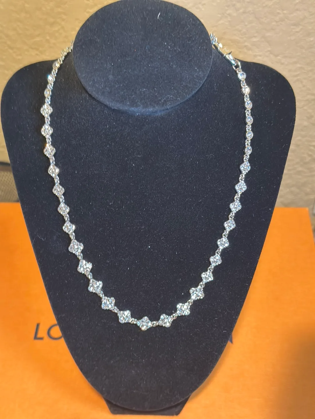 Authentic Givenchy Silver-Tone Cubic Zirconia Collar Necklace thumbnail