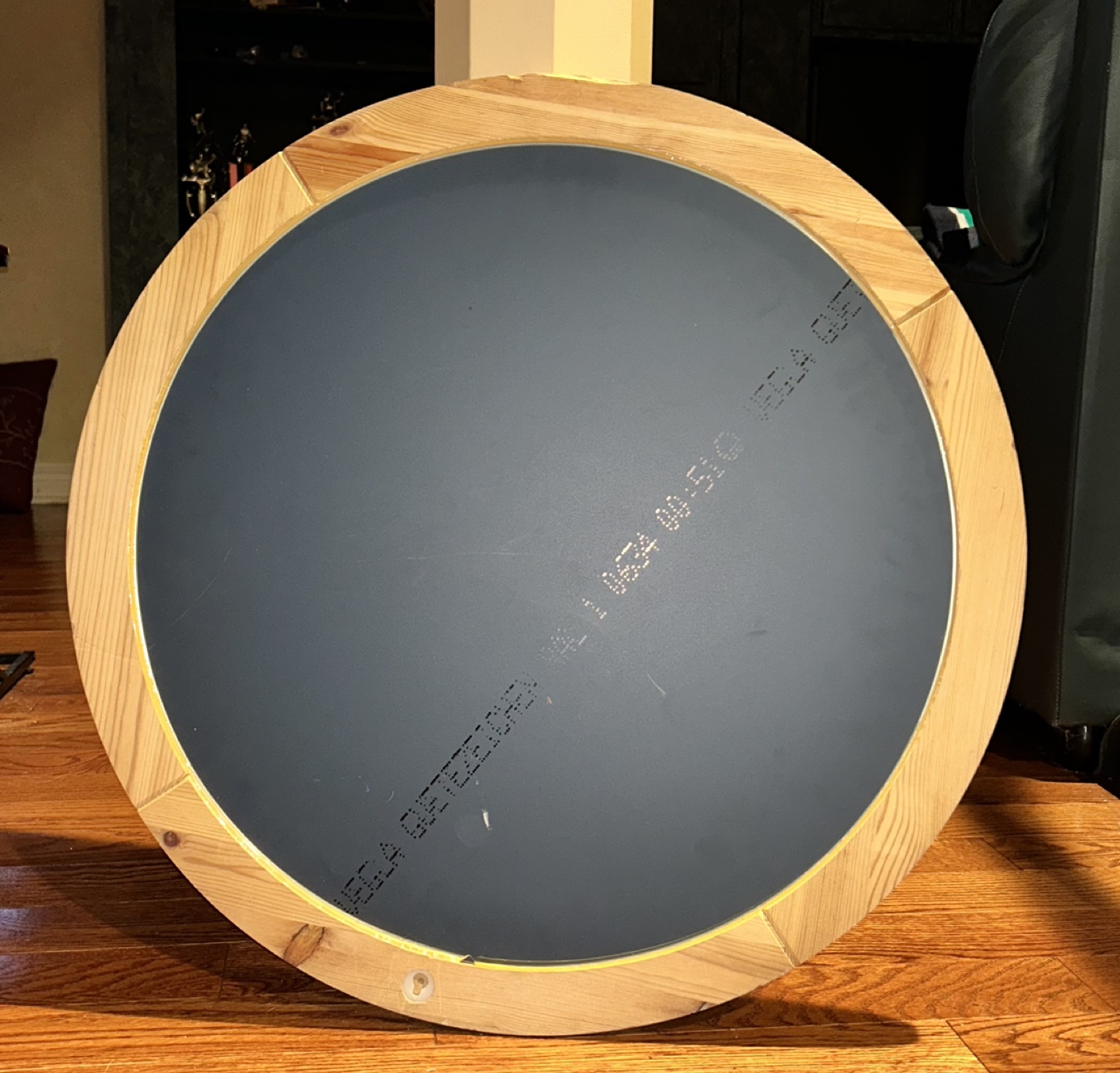 Large Round Mirror with Wooden Frame - photo 2