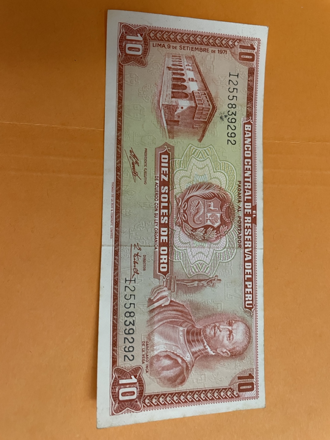 1971 Peruvian 10 Soles de Oro Banknote - photo 3