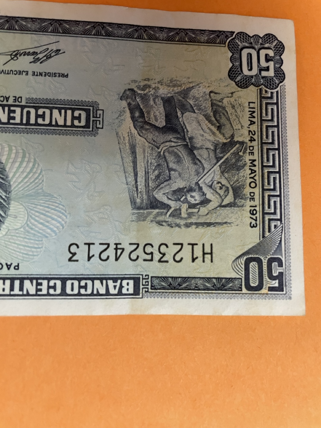 Peruvian 50 Soles de Oro Bank Note - 1973