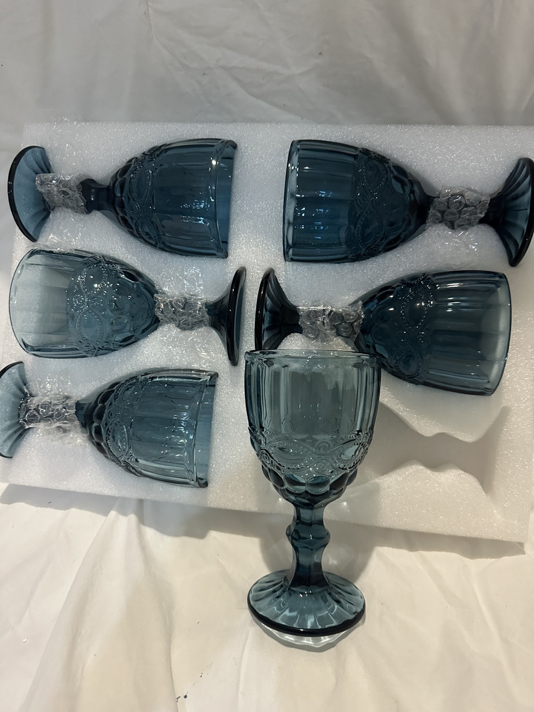 Set of 6 Blue Wine Glasses - photo 3