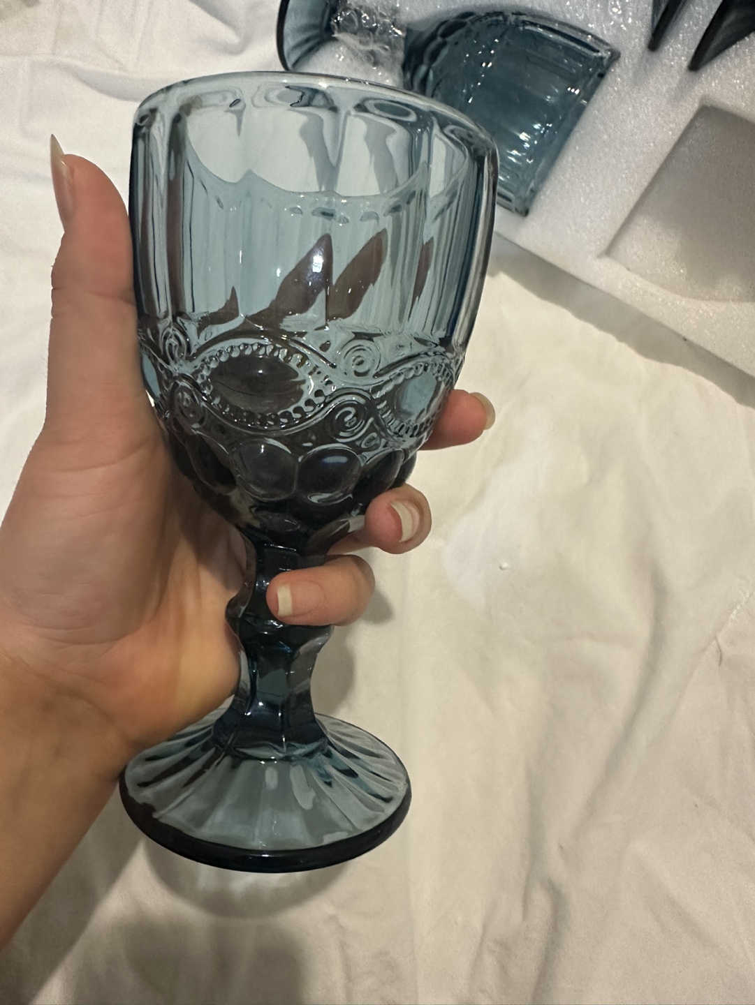 Set of 6 Blue Wine Glasses