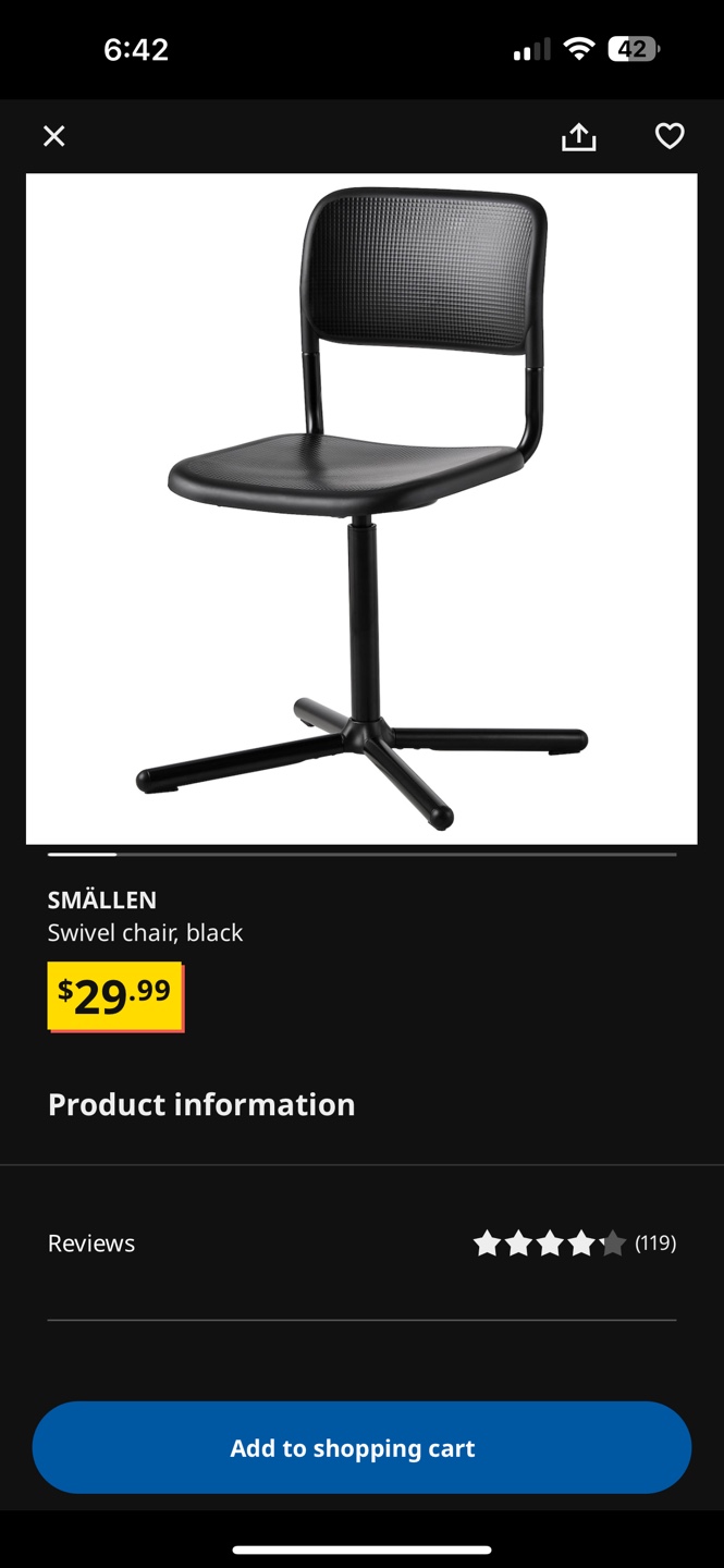 IKEA SMÅLLEN Swivel Chair - photo 5