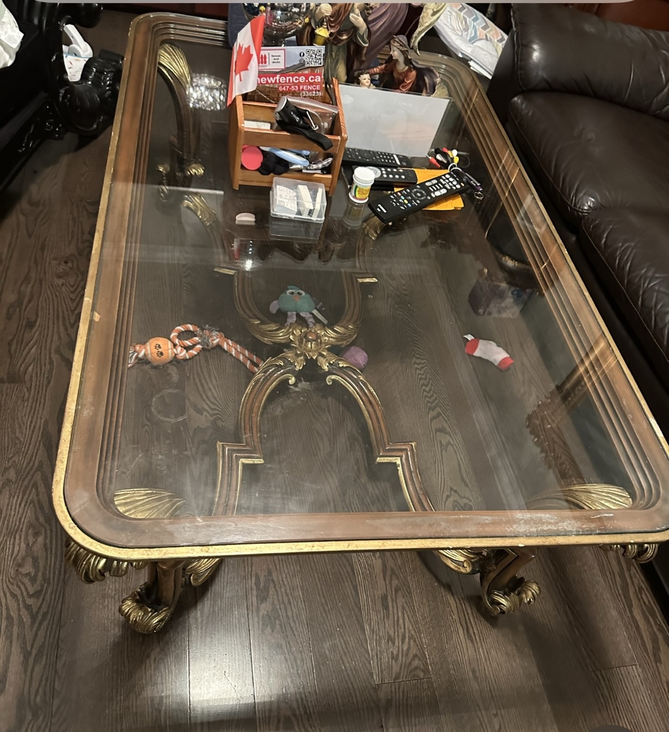 Glass top coffee table