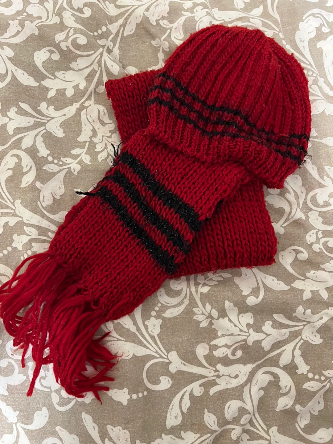 Red Knit Hat and Scarf Set thumbnail