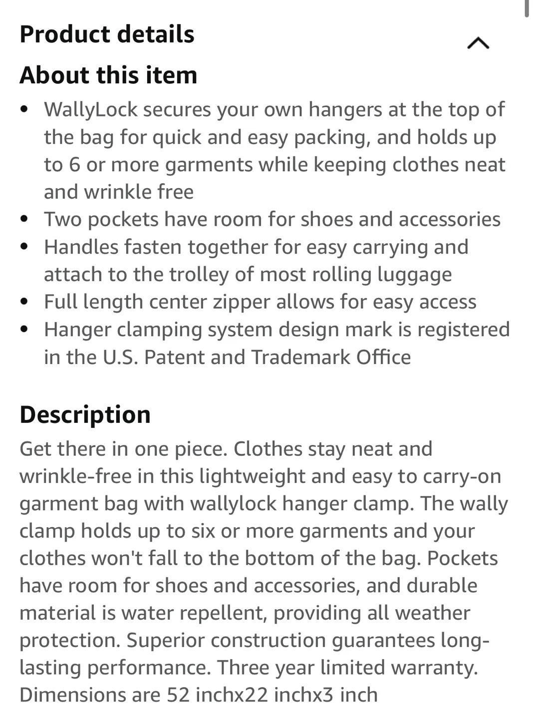 WallyBags 52 Inch Garment Bag with Pockets image indicator(6)