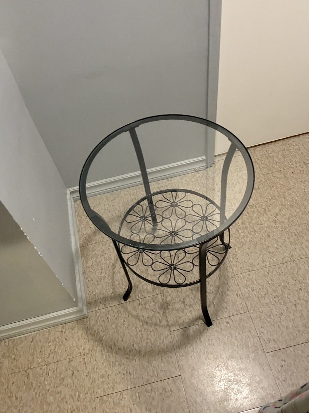 Glass and Metal End Table