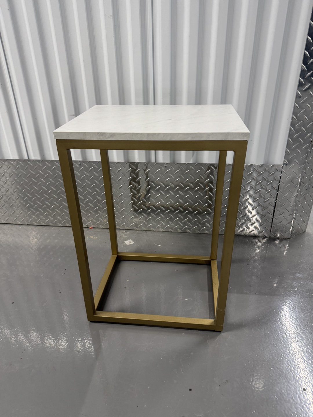 Gold & White Marble End Table