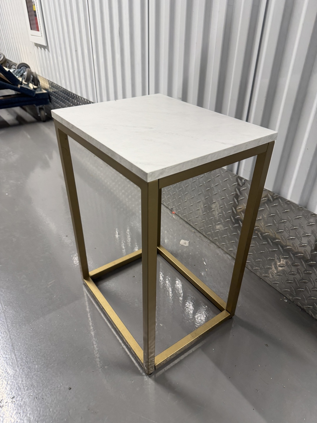 Gold & White Marble End Table - photo 2