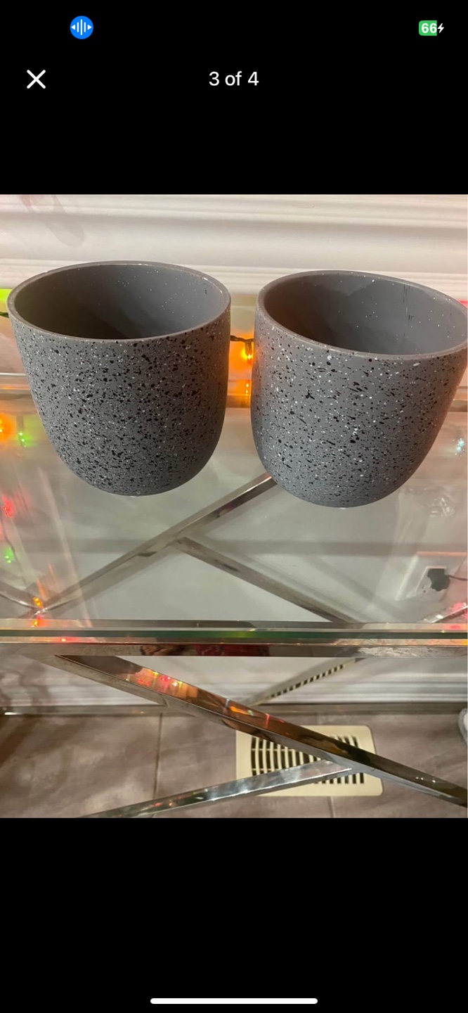 Set of 2 Grey Speckled Planters - photo 2