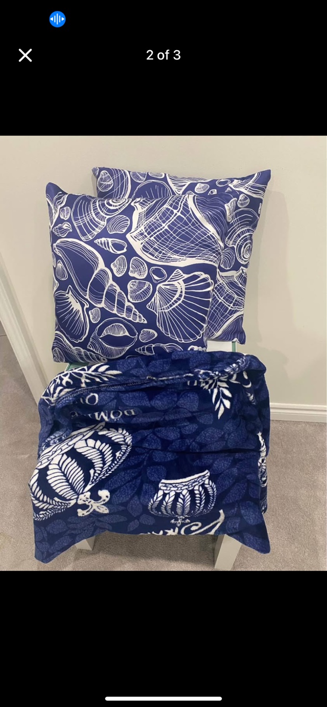 Blue and White Throw Blanket with 2 Matching Pillows - photo 2