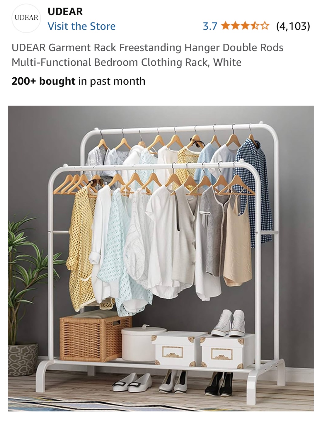 UDEAR Garment Rack Freestanding Hanger Double Rods - photo 2