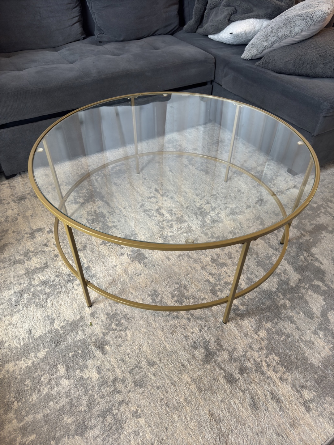 Round Gold Glass Coffee Table