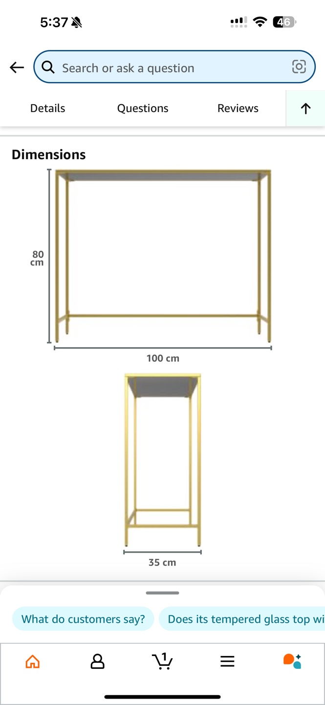 Glass and Gold Console Entryway Table - photo 3