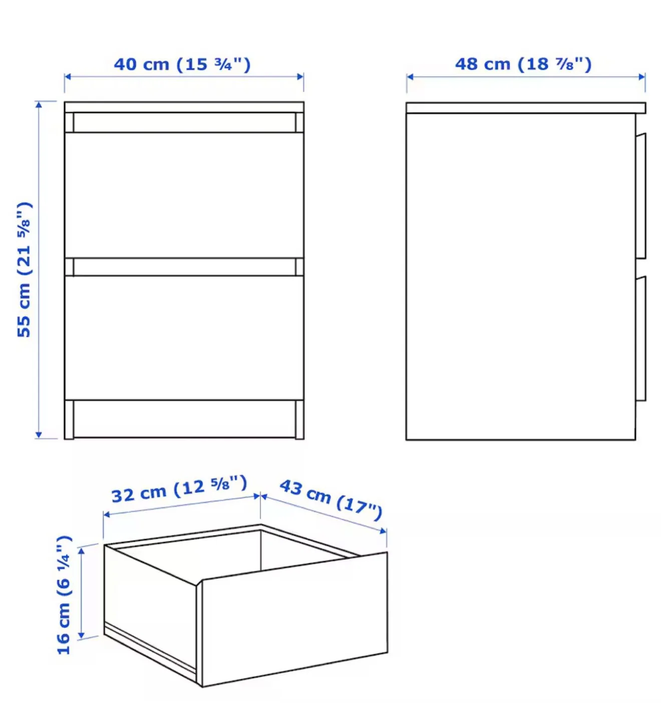 IKEA MALM Nightstand - 2 Drawer image indicator(3)