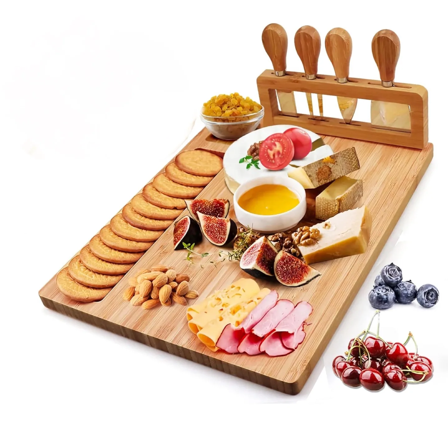 New Bamboo Cheese Board & Knife Set 11 x 14 image indicator(4)