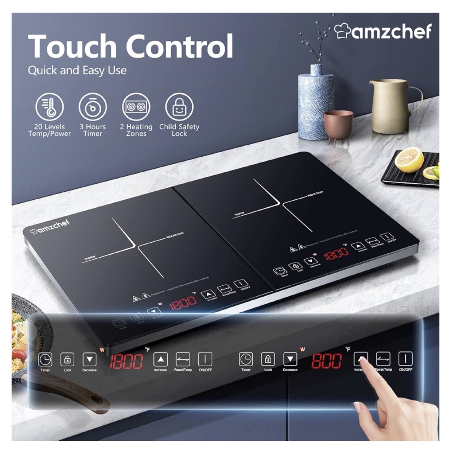Amzchef Double Induction Cooktop - photo 4