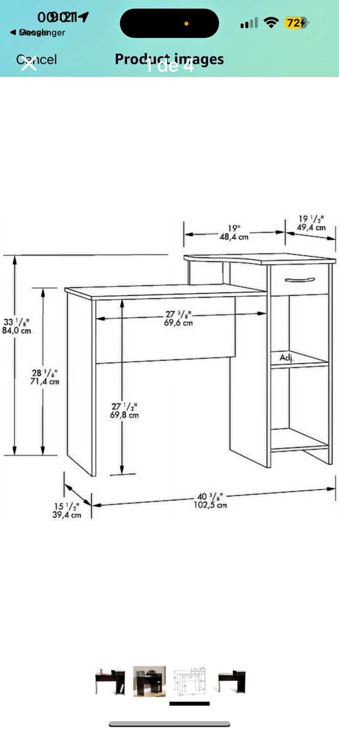 Black Desk with Drawer - photo 3
