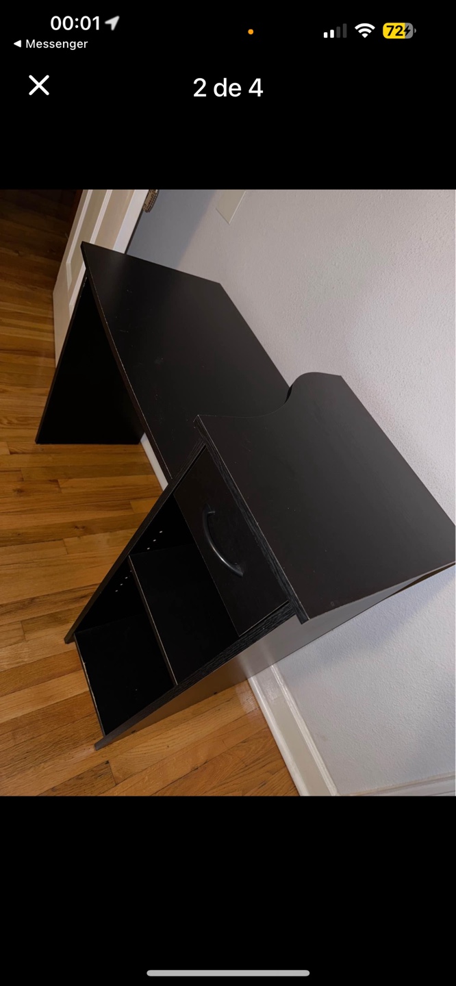 Black Desk with Drawer - photo 2