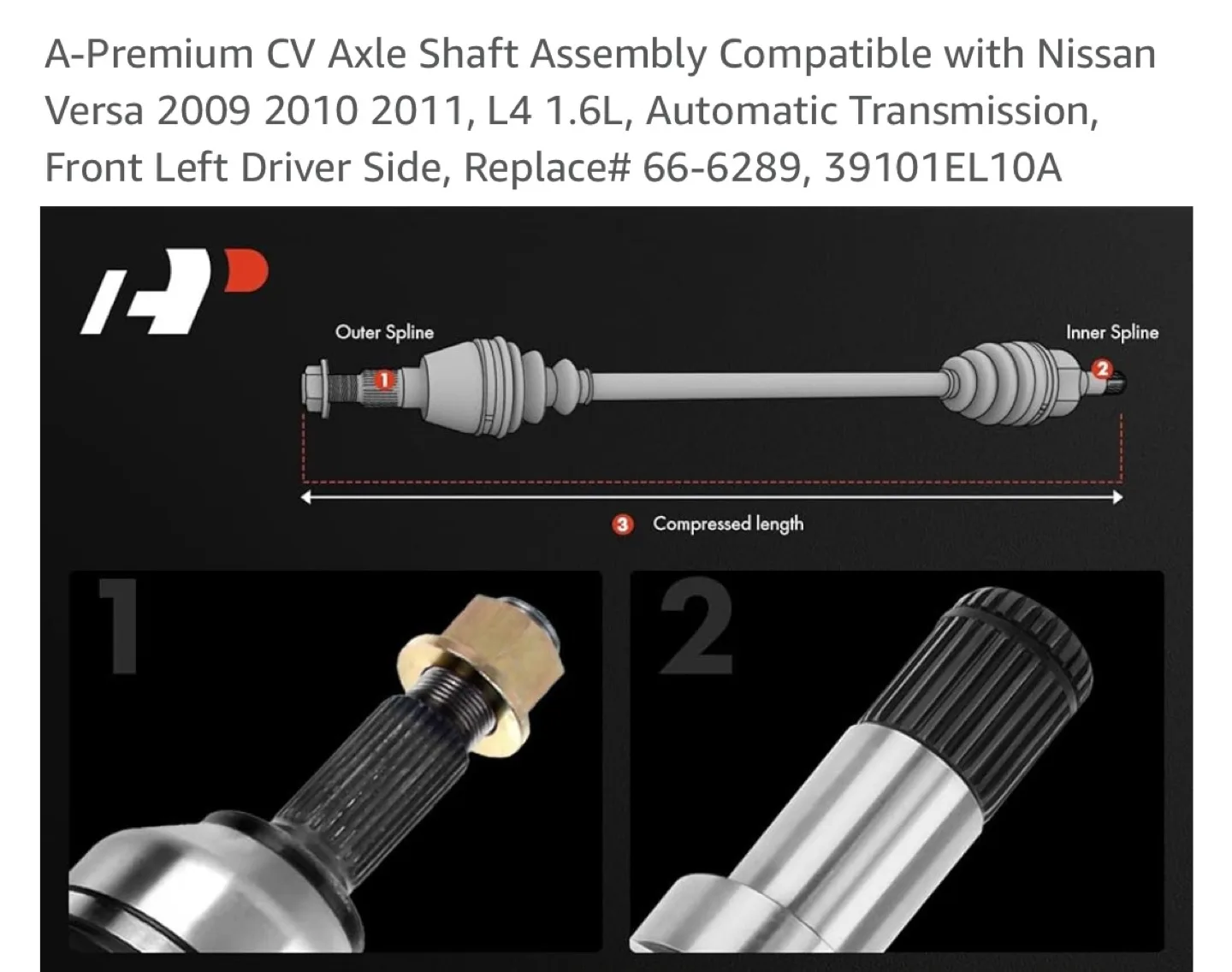 Nissan Versa CV Axle Shaft Assembly image indicator(4)