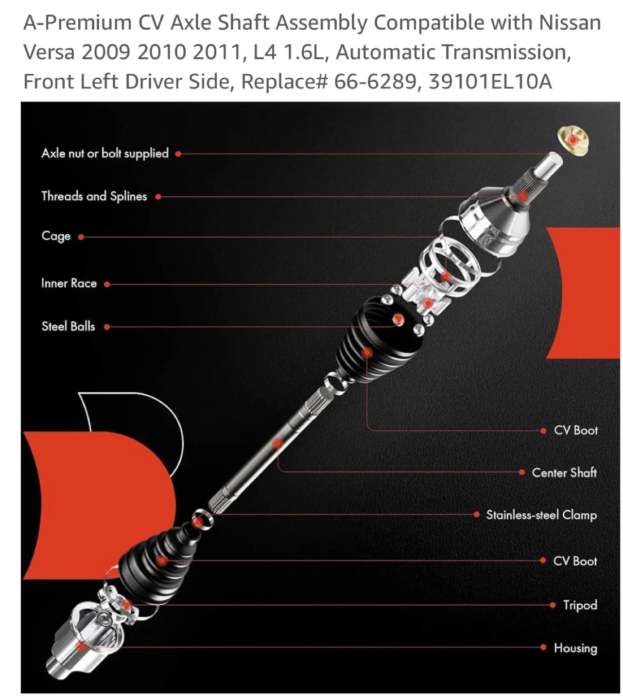 Nissan Versa CV Axle Shaft Assembly image indicator(7)