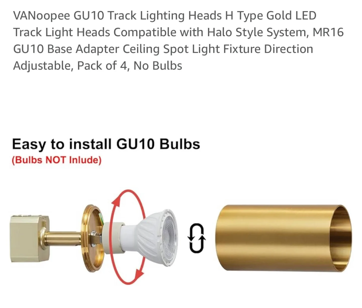 GU10 Track Lighting Heads Gold LED image indicator(4)