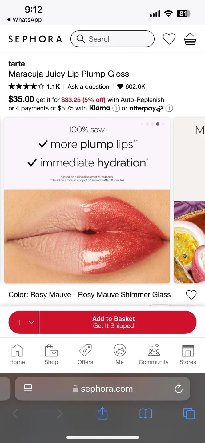 Tarte Maracuja Juicy Lip Plump Gloss - Rosy brown image indicator(3)