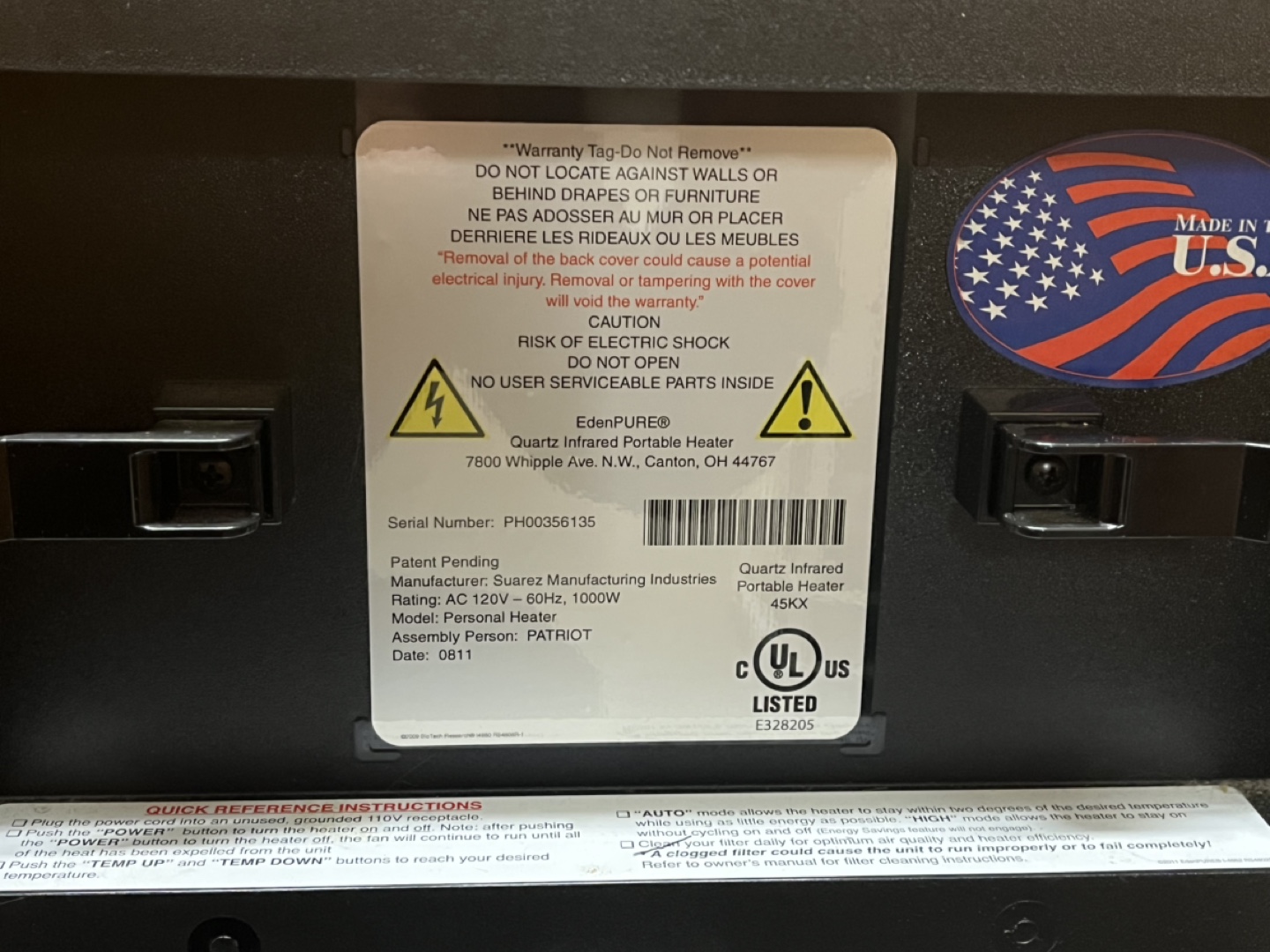 EdenPure Quartz Infrared Portable Electric Heater - photo 4