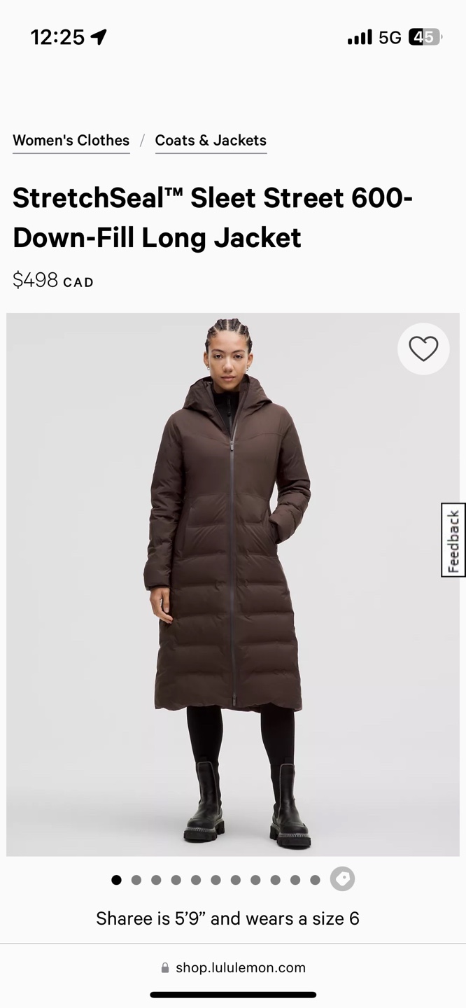 Lululemon StretchSeal™ Sleet Street 600-Down-Fill Long Jacket