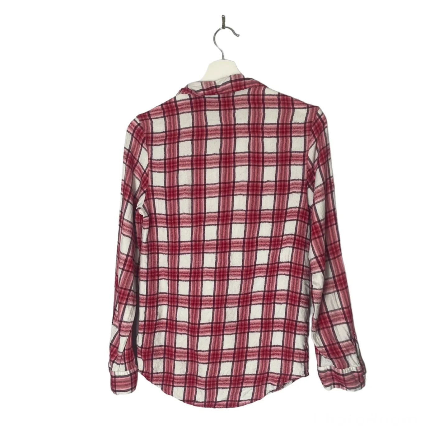 Express Red Plaid Flannel Button Down Top Size XS image indicator(2)