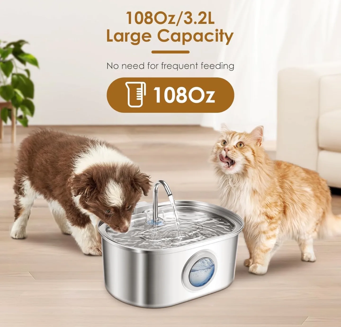 Stainless Steel Pet Water Fountain image indicator(2)