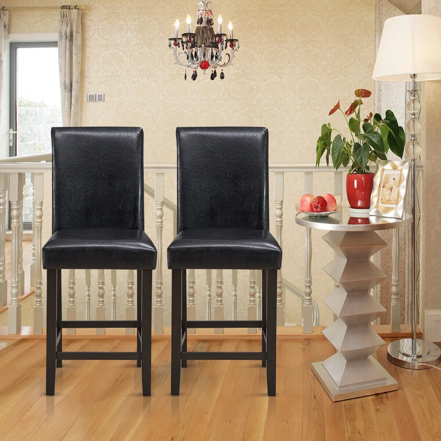 Set of 2 Black Bar Stools image indicator(4)
