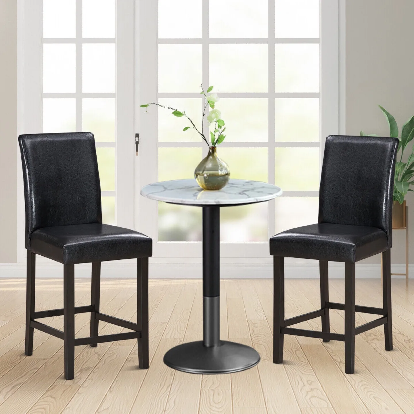 Set of 2 Black Bar Stools image indicator(3)