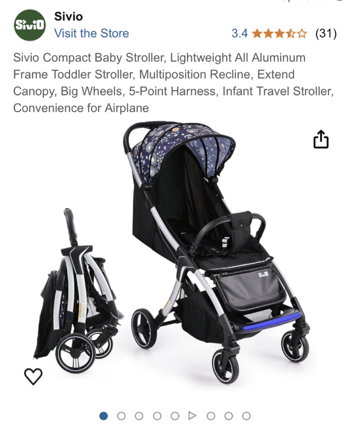 Sivio Compact Baby Strollerベビーカー