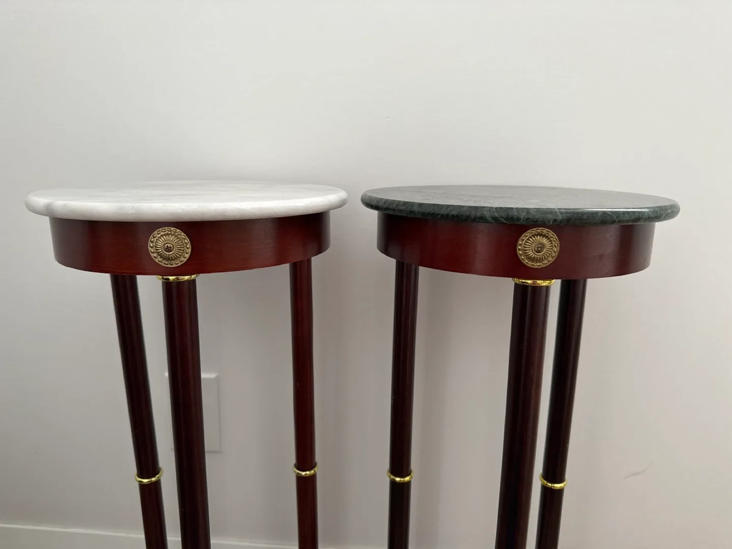 Pair of Marble Top Pedestal Tables image indicator(3)