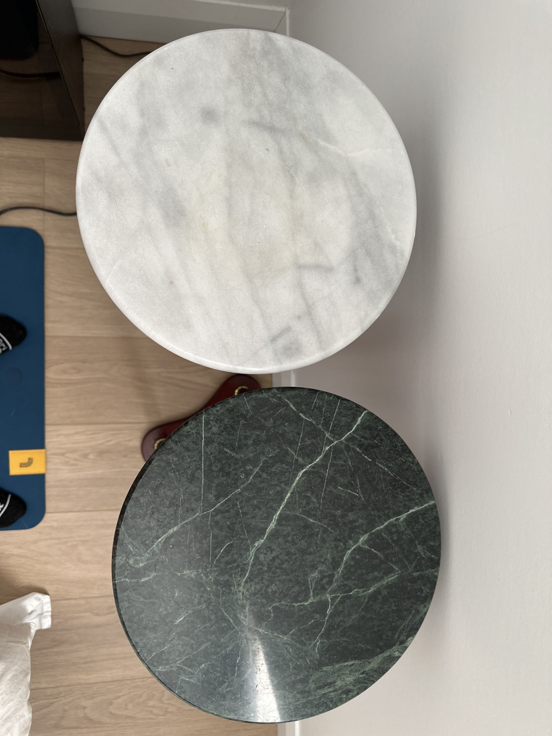 Pair of Marble Top Pedestal Tables - photo 2
