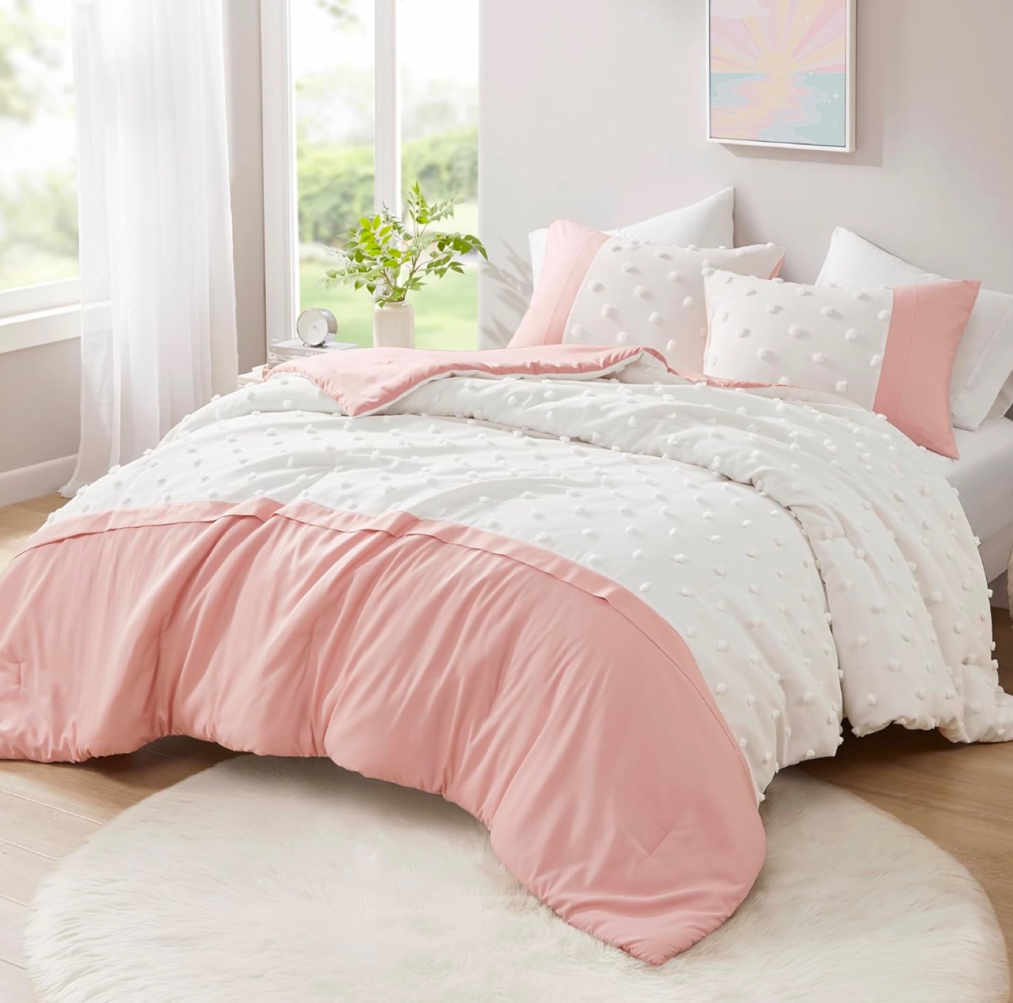 Full/Queen Boho-Chic Pompom Comforter Set