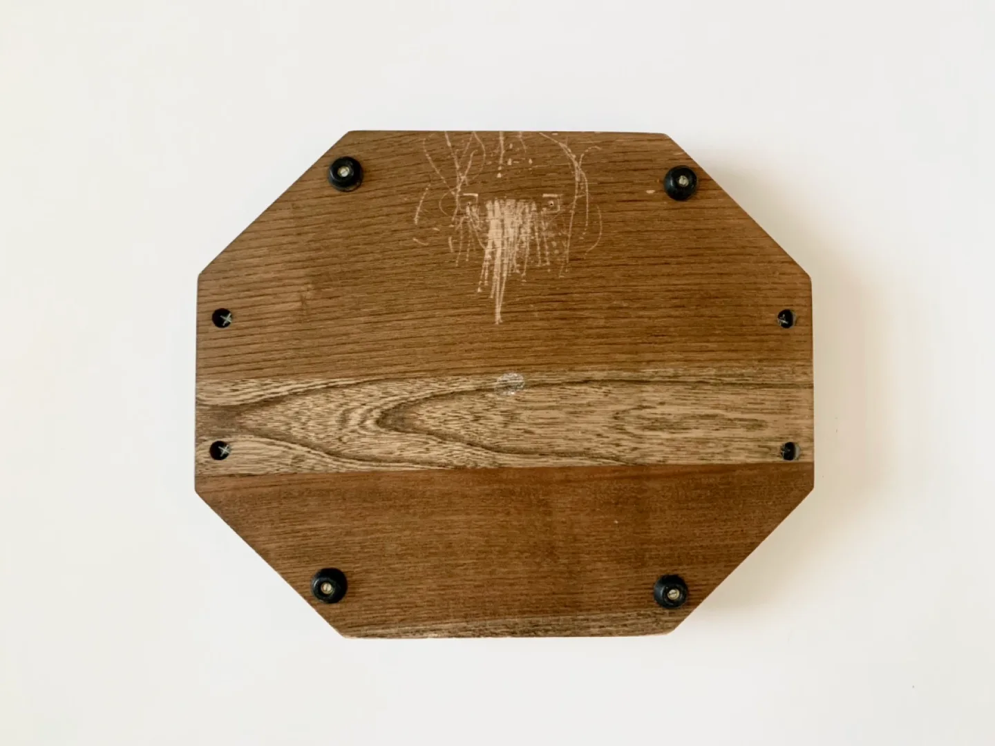 Vintage Octagonal Wood Serving Tray with Tile Insert image indicator(4)