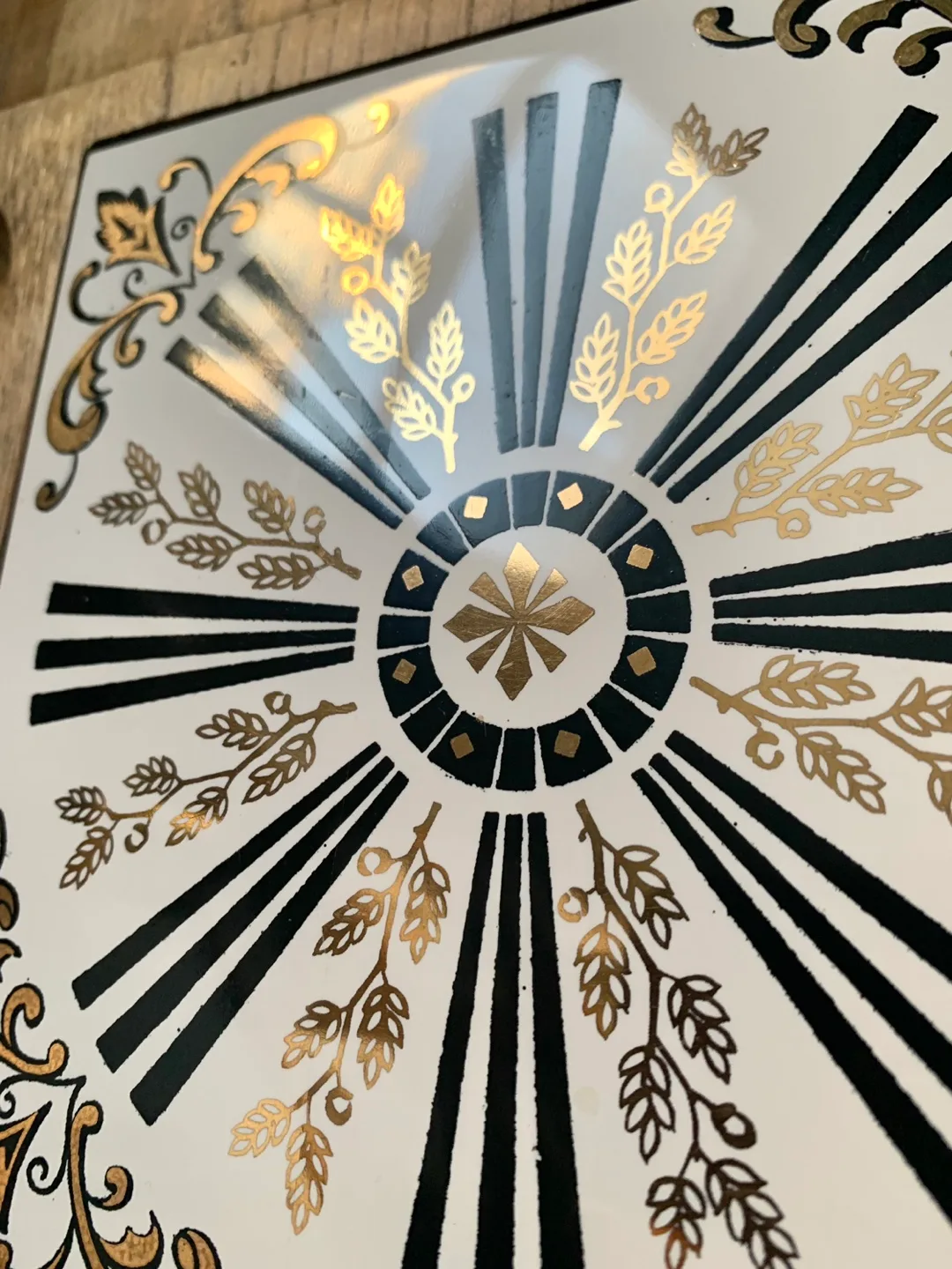 Vintage Octagonal Wood Serving Tray with Tile Insert image indicator(6)