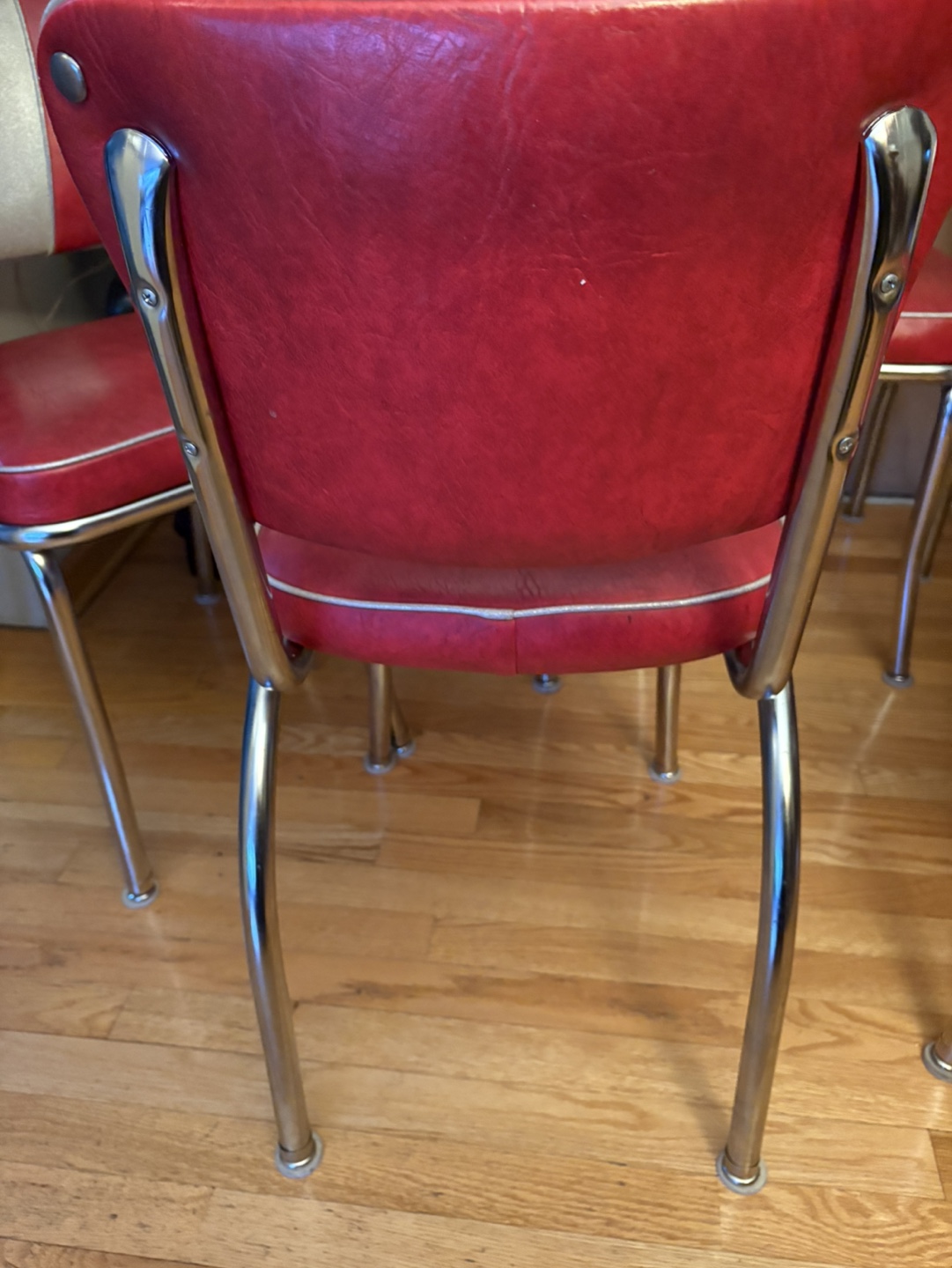 Set of 6 Vintage Red & White Diner Chairs