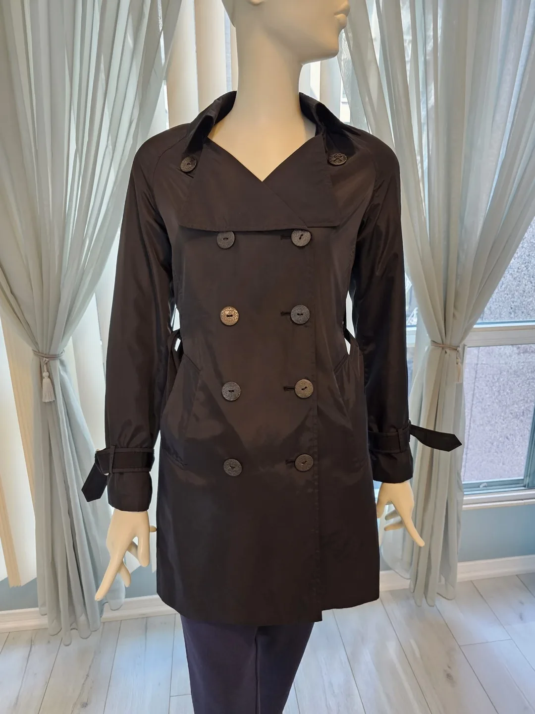 Tahari Black Trench Coat with Belt Small image indicator(4)