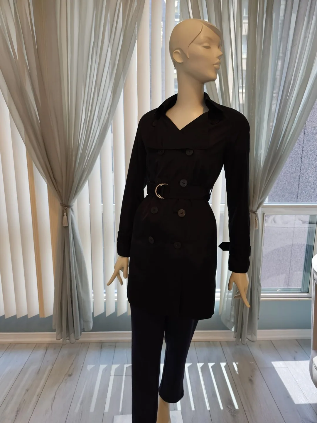 Tahari Black Trench Coat with Belt Small image indicator(2)