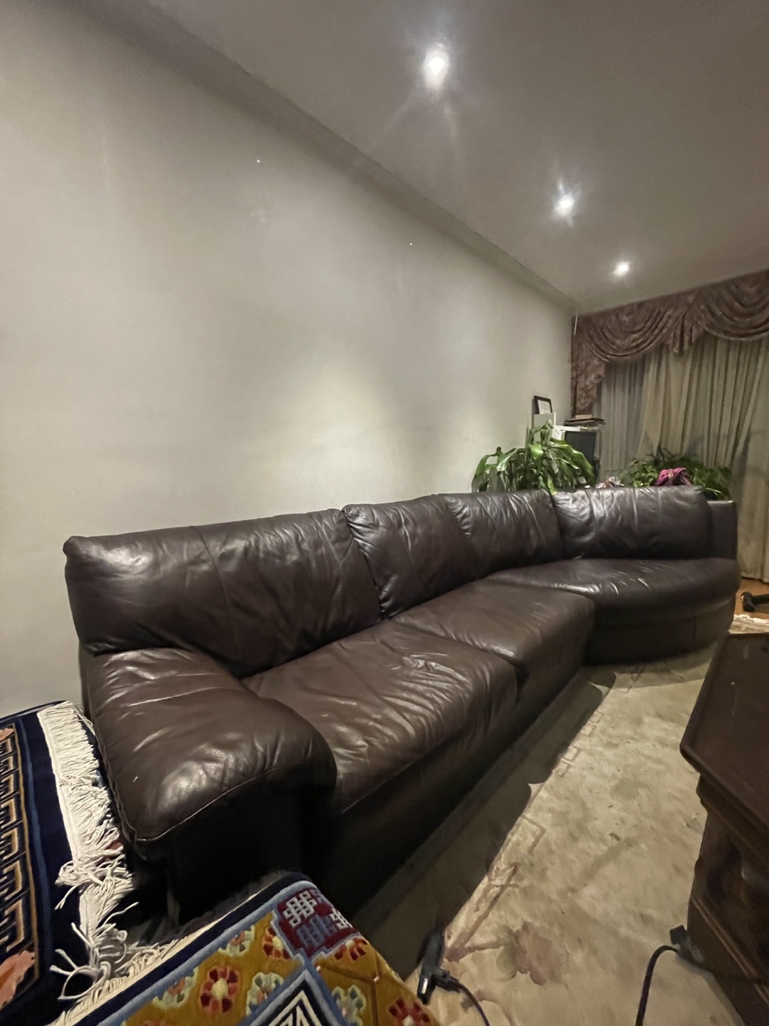 Brown Leather Sectional Sofa - photo 2