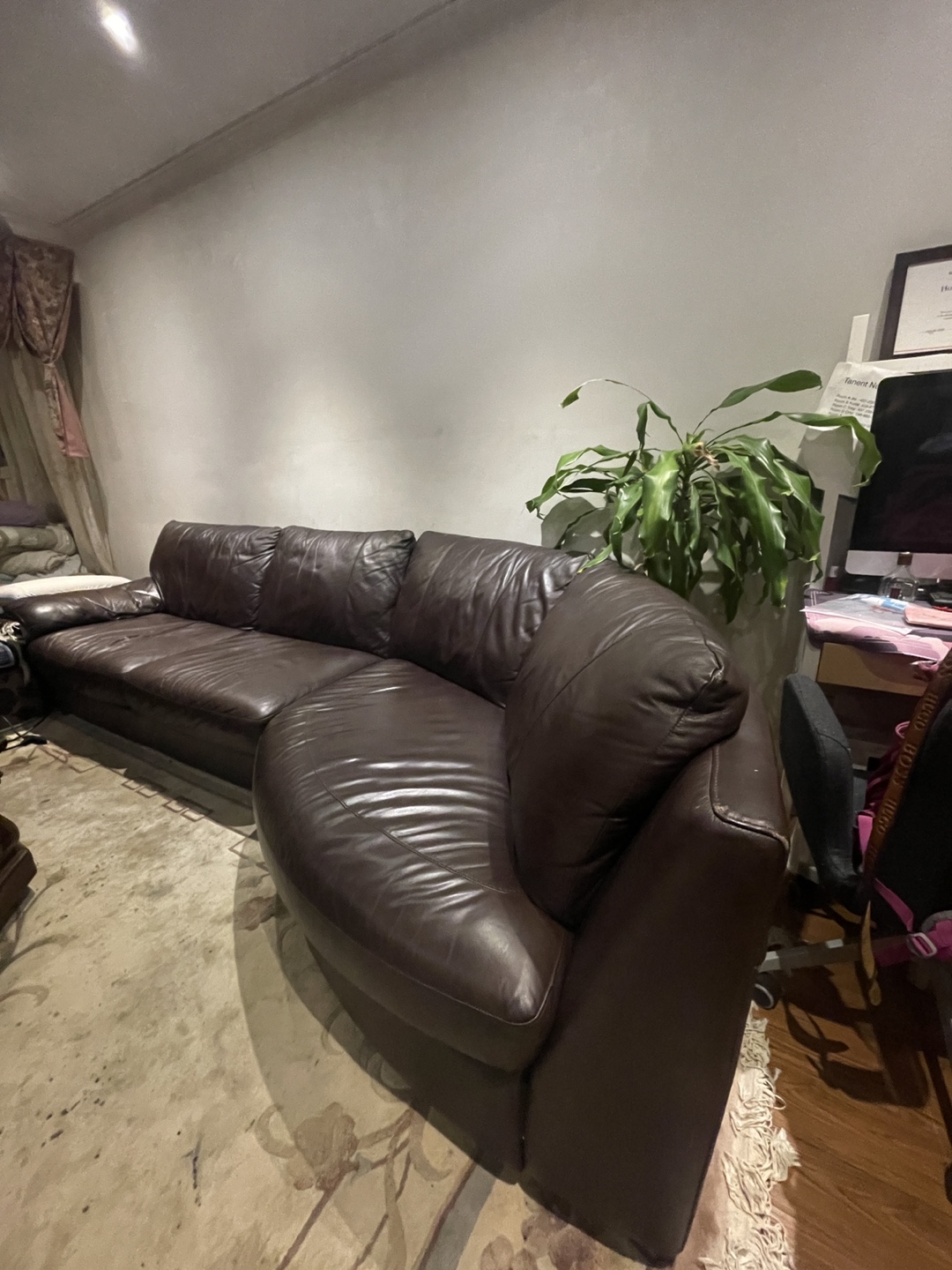 Brown Leather Sectional Sofa - photo 3