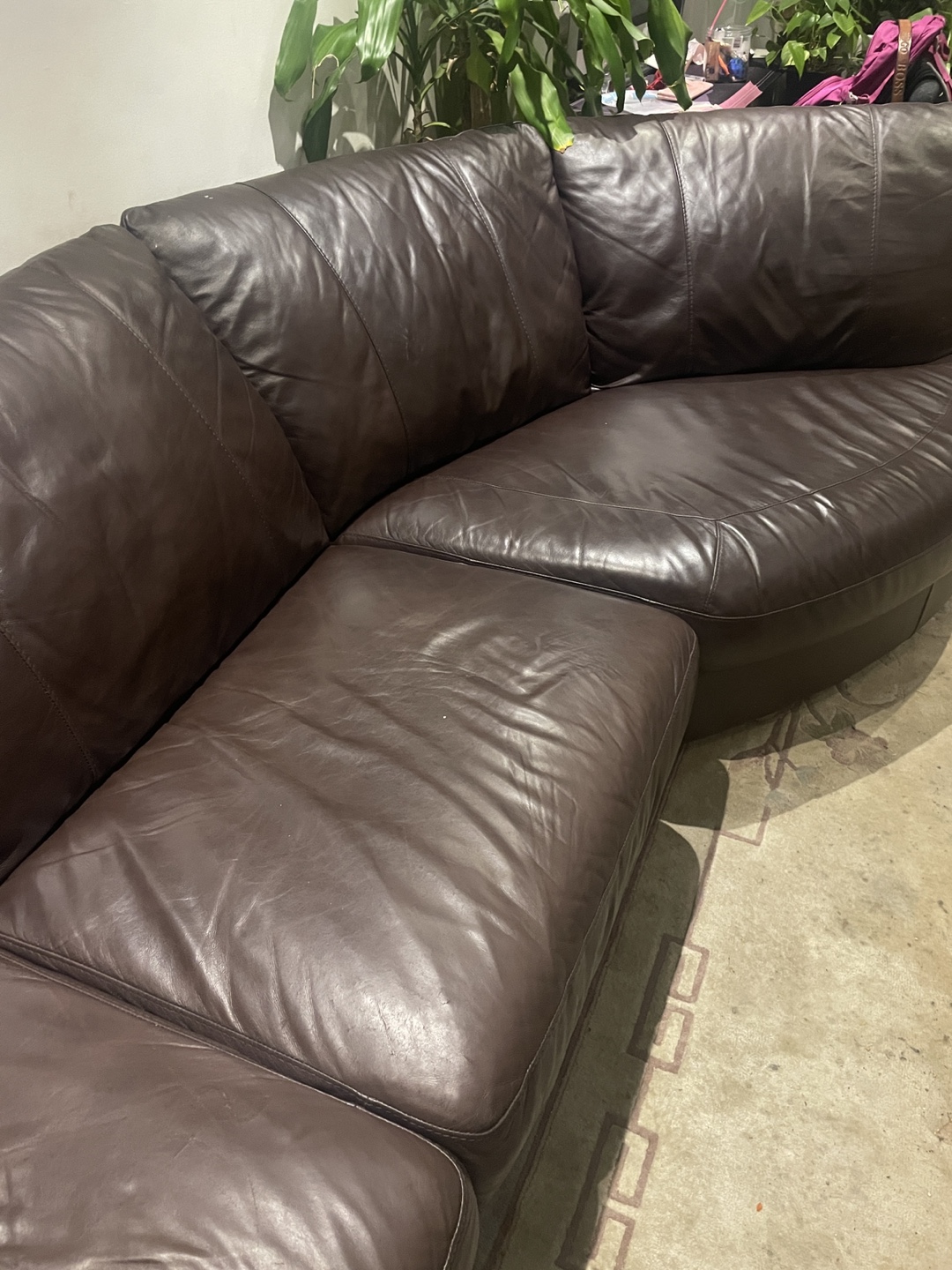 Brown Leather Sectional Sofa - photo 5