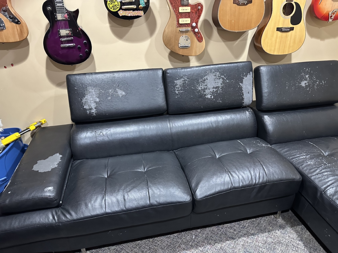 Black Leather Sectional Sofa FREE - photo 2